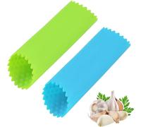 JIADEXIN Pelador de Ajos - 2 Piezas Tubo Pelador de Rodillo de Ajo de Silicona Utensilios de Cocina Herramientas, Azul + Verde