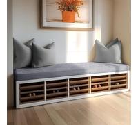JIAFANG Cojines a Medida 50 x 112 cm Suave, Lavable Cojín para Asiento de Jardín Base Antideslizante para Bancos de Madera, Palets, Taburetes y Sillas de Comedor, Gris Claro