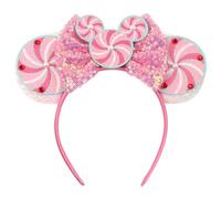 JIAHANG Diadema de orejas de ratón con lazo de lentejuelas, disfraz para mujeres y niñas