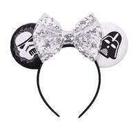 JIAHANG Diadema de orejas de ratón, con lentejuelas, diseño de calavera, accesorio para el cabello para mujeres y niñas