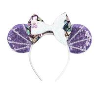JIAHANG Diadema de orejas de ratón de sirena con perlas de imitación, lazo de lentejuelas, cola de pez, diadema para el pelo, decoración de fiesta, para mujeres y niñas