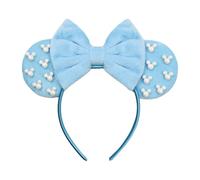 JIAHANG Diadema de terciopelo con orejas de ratón con perlas y cuentas, banda de pelo de terciopelo para fiestas, paraíso, fotografía, mujeres y niñas