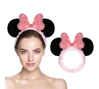JIAHANG Diadema facial de spa con orejas de ratón, banda de pelo de forro polar coral, diadema de terciopelo para ducha para niñas y mujeres, accesorios de maquillaje para el cabello