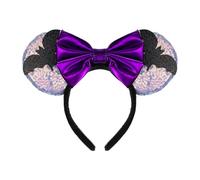 JIAHANG Diadema iluminada de orejas de ratón para Halloween, diadema con lazo de lentejuelas con LED, decoración de fiesta brillante, accesorios para el cabello para mujeres y niñas