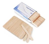 JIAHAO 100 espátulas desechables de madera para encerar, depresores de lengua de madera de abedul, 6 pulgadas de longitud