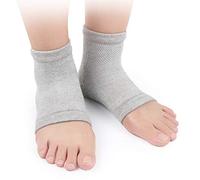 JIAHAO 2 pares de calcetines de gel para talón, unisex, hidratantes, para spa, herramientas de cuidado de pies, protector de piel, exfoliante, suave, antiagrietamiento seco (gris y rosa)