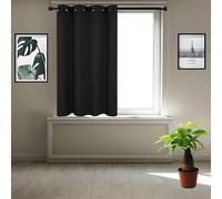 JIAHAO Cortinas Blackout 75 x 90 cm Protección de Privacidad Cortinas de Fácil Mantenimiento Elegancia y Funcionalidad para Todo Tipo de Habitaciones, Negro