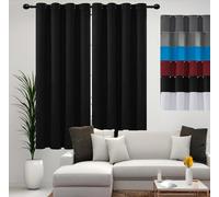 JIAHAO Cortinas Insonorizantes 90 x 160 cm Reducción de Ruido con Ojales Cortinas Variedad de Colores para Todo Tipo de Habitaciones, Negro