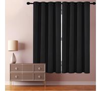 JIAHAO Cortinas Salon Modernas 200 x 140 cm Bloqueo de Luz Cortinas Elegantes Mantenimiento Sencillo para Todo Tipo de Habitaciones, Negro