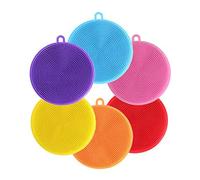 JIAHAO Esponja de silicona para platos, frutas, verduras, esponjas de silicona para suministros de limpieza de cocina, accesorios de cepillo, juego de 7 colores