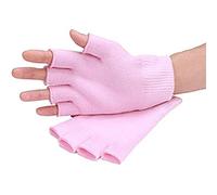 JIAHAO Guantes hidratantes de algodón de gel, guantes de pantalla táctil de medio dedo, infusión de vitaminas y aceite hidratantes, contra dedos secos y duros de manos, color rosa