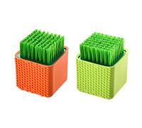 JIAHAO - Juego de 2 cepillos de silicona para lavandería, multiusos para uso doméstico, cepillo de lavado de doble uso, para ropa interior, zapatos, herramienta de limpieza suave de plástico