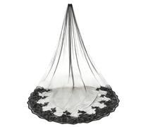 JIAHG Velo negro de Halloween, velo de viuda, velo de novia, fantasmas, accesorio para el pelo, tul largo, velo de novia, tocado gótico, bruja, disfraz para boda, carnaval, cosplay, 400*160 cm, Talla