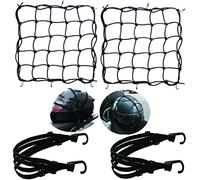 JiaHome 2 Piezas Red de Equipaje (40 * 40cm) + 2 Piezas Cuerda de Equipaje (60cm), Vendaje Cuerda Red Elástica Casco de Motocicleta Red Equipaje Cuerda Equipaje,para Bacas, Motos, Bicicletas