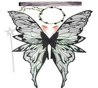 Jiahuade Alas de Hada,Fairy Wings,Alas de Hadas para Niñas,Diadema de Hada y Varita de Hada Estrella,Orejas de Elfo,Adecuado para Diversos Festivales y Fiestas de cumpleaños,Cosplay,Carnaval