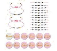 Jiahuade Juego de Pulseras Ajustables JGA,12 Pulseras de Novia con 12 Botones JGA,Pulseras de Despedida de Soltera,Pulseras de Novia de Equipo,Equipo de la Novia Pulseras