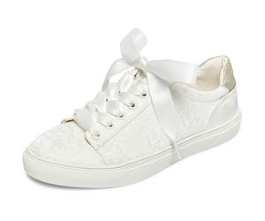 JIAJIA 8834A Zapatos de Boda Nupcial Zapatillas Pisos Novia Tenis Zapatos Cordón Zapatillas Color Marfil,Tamaño 38