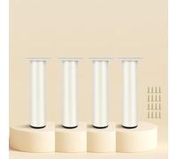 JIAJUTUI001 4 Piezas Pies de Mesa Regulable de Aleación de Aluminio,Patas Redondas para Muebles para Sofá Mesa Mesa de TV y gabinetes,mesita de Noche (4CM(1.57in),Blanco)