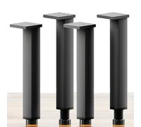 JIAJUTUI001 Cuadradas Patas de Mueble Ajustable,4 Piezas Pies Repuesto para Cocina Aleación de Aluminio Negro para Gabinete de baño,Mesa de Noche,Cómoda