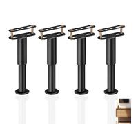 JIAJUTUI001 Patas de Somier Ajustables,4 Piezas Pies Negros para Gabinete de Acero Espesante Patas de Apoyo para Listones centrales de Cama Repuesto de Muebles Metal para DIY Sofá