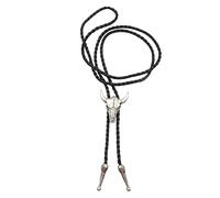 Jiakalamo Corbata de cuero ajustable vintage para hombre, accesorios de vaquero unisex con temática del salvaje oeste, corbatas de vaquero, corbatas de cuero, cadena de calavera de vaca para hombre,