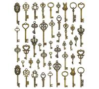 JIALEEY - Dijes de llave esqueleto vintage (23 tipos, 46 unidades), de bronce antiguo, para collares, colgantes, bisuter a y regalos de boda