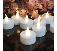 Jialine Velas de té LED de 12 unidades sin llama, pilas eléctricas, pilas LED, batería extralarga más de 200 horas para Navidad, bodas, fiestas (blanco cálido)