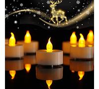 Jialine Velas de té con batería, paquete de 24 velas LED realistas sin llama, velas parpadeantes de 200 horas en amarillo cálido para bodas, San Valentín, Halloween, Navidad