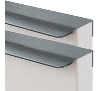 JIALUO0318 Aleación de Aluminio Tiradores Ocultos Manijas Para Muebles Armarios Pomos Cocina Manijas Tiradores de Puerta Gris Cepillado 2 Piezas (Length 150mm)