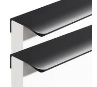 JIALUO0318 Aleación de Aluminio Tiradores Ocultos Manijas Para Muebles Armarios Pomos Cocina Manijas Tiradores de Puerta Negro 2 Piezas (Length 600mm)