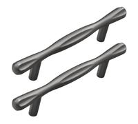 JIALUO0318 Aleación de Zinc Manijas Para Muebles Tiradores Para Armarios Tiradores de Puerta Cajones Cocina Manijas Pomos Gris Oscuro 2 Piezas (Hole Pitch 96mm)