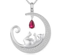 jiamiaoi Colgante gato plata de ley Luna gato colgante de plata Collar gato plata Colgante gato luna Collar de gato