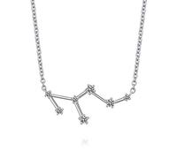 jiamiaoi Collar para mujer, collar de horóscopo Leo 925, plata de ley 925, signo del zodiaco 12, collar con colgante de circonita cúbica de astrología, collar de estrella y piedra natal, Plata