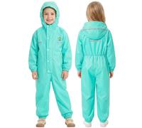 JiAmy Chándal impermeable para niña y niño entero, impermeable con capucha y tiras reflectantes, ropa impermeable para escuela y juegos, verde para 10-12 años