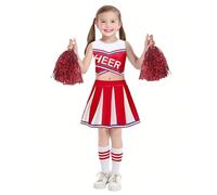 JiAmy Disfraz de animadora para niñas, disfraz de Halloween para niñas, disfraz de animadora musical escolar, disfraz de animadora para 7-8 años