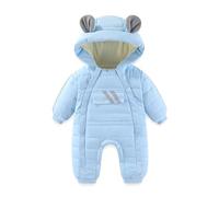 JiAmy Mono Invierno Bebé Niño Niña, Adorables Orejitas de Oso Buzo, Cremallera Bidireccional Ropa Bebé Invierno 6-9 meses