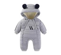 JiAmy Mono Invierno Bebé Niño Niña, Adorables Orejitas de Oso Buzo, Cremallera Bidireccional Ropa Bebé Invierno 12-18 meses