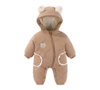 JiAmy Mono Invierno Bebé Niño Niña, Adorables Orejitas de Oso Buzo, Diseño con Cremallera y Botón Ropa Bebé Invierno 9-12 meses