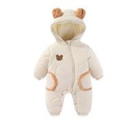 JiAmy Mono Invierno Bebé Niño Niña, Adorables Orejitas de Oso Buzo, Diseño con Cremallera y Botón Ropa Bebé Invierno 3-24 Meses