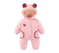 JiAmy Mono Invierno Bebé Niño Niña, Adorables Orejitas de Oso Buzo, Diseño con Cremallera y Botón Ropa Bebé Invierno 6-9 meses