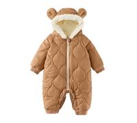 JiAmy Mono Invierno Bebé Niño Niña, Cálido Adorables Orejitas de Oso Cremallera Ropa Bebé Invierno 9-12 meses