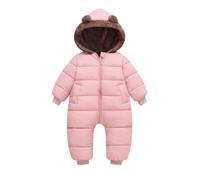 JiAmy Mono Invierno Bebé Niño Niña, Forro de franela Buzo, Adorables Orejitas de Oso Cremallera Ropa Bebé Invierno 9-12 meses
