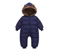 JiAmy Mono Invierno Bebé Niño Niña, Forro de franela Buzo, Adorables Orejitas de Oso Cremallera Ropa Bebé Invierno 9-12 meses