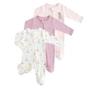 JiAmy Pijamas Bebé Niña Niño, 3PCS Dors Bien Manga Larga Bebé, 100% Algodón Mono con Pies Bebés, Ropa Recién Nacido 0-12 Meses, rosa, 6-9 meses
