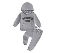 JiAmy Ropa de bebé de manga larga Conjunto de ropa con capucha+pantalones sudadera de dos piezas Conjunto de ropa de bebé para recién nacidos niños pequeños 0-3 años, gris, 0-6 meses