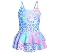 JiAmy Traje de baño de una pieza para niñas, traje de baño de sirena para niños de 4 a 12 años, Leopardo Rosa, 6-7 años