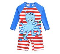 JiAmy Traje de baño para bebé niños/niñas UPF50+ traje de baño para bebé, protección UV, traje de neopreno de pulpo, rojo, 2-3 años