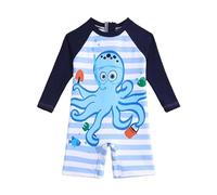 JiAmy Traje de baño para bebé niños/niñas UPF50+ traje de baño para bebé, protección UV, traje de neopreno de pulpo, azul, 2-3 años