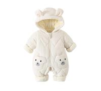 JiAmy Traje de nieve para bebé, mono de invierno para bebé niños niñas, pelele recién nacido mono de nieve 0-12 meses, Blanco, 0-3 meses