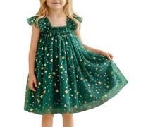 JiAmy Vestido de Navidad para Bebé Niña Pequeña Vestido de Árbol de Navidad con Lentejuelas de Estrella y Tul sin Mangas Conjunto para Fiesta de Cumpleaños y Sesión de Fotos con Tarta para Niñas de 12
